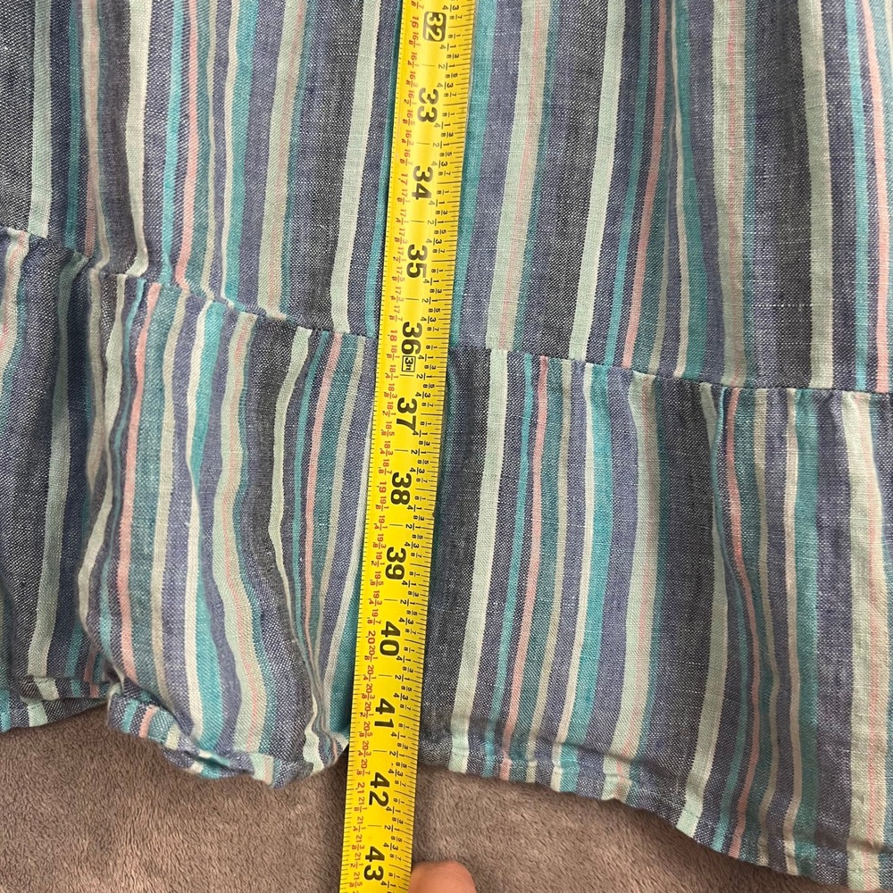 Soft Surroundings Tiered Midi Dress Womens XL Striped 100% Linen Resort - Picture 6 of 9